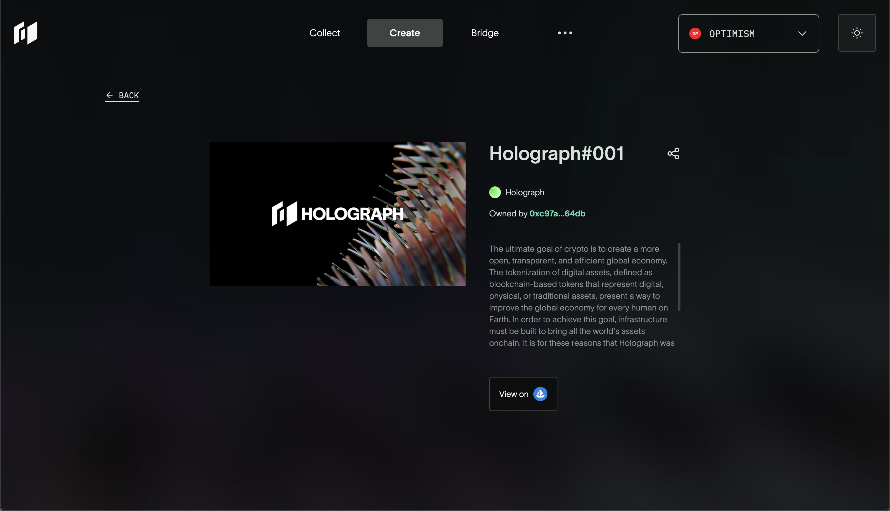 Holograph App - NFT Details